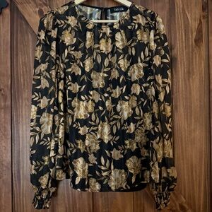 NWOT Fab'rik Black and Gold Floral Women's Top Medium